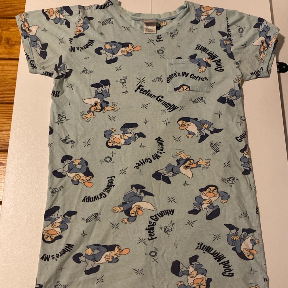 Vintage 2000s Disney Store Women’s Small Grumpy Dwarf Nightshirt Nightgown Blue